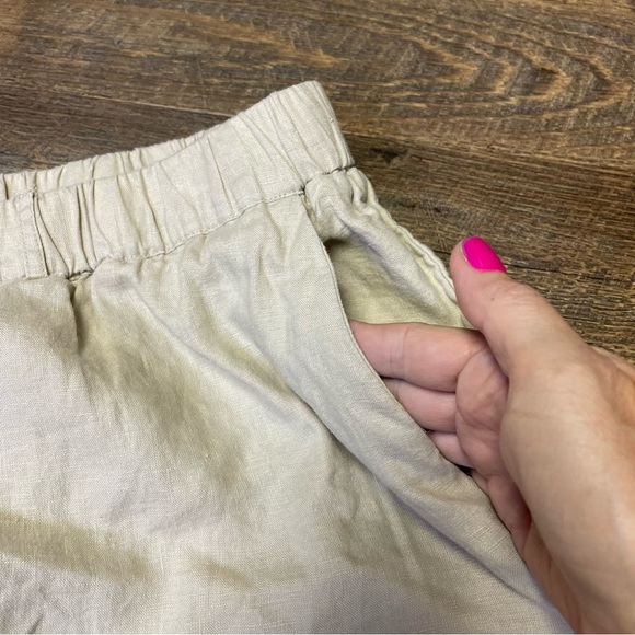 Quince 100% Linen Pants Womens Size XL Beige Pull On Elastic Cropped Tapered - Picture 5 of 11